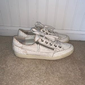Paul green snakeskin textured sneakers with zipper